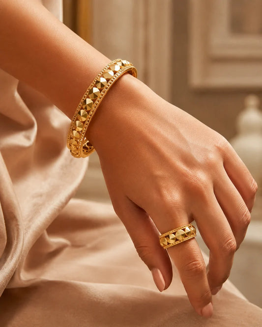 Studded Gold Bangle Set