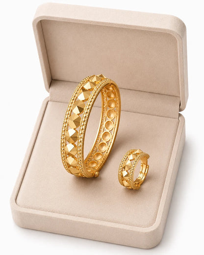 Studded Gold Bangle Set