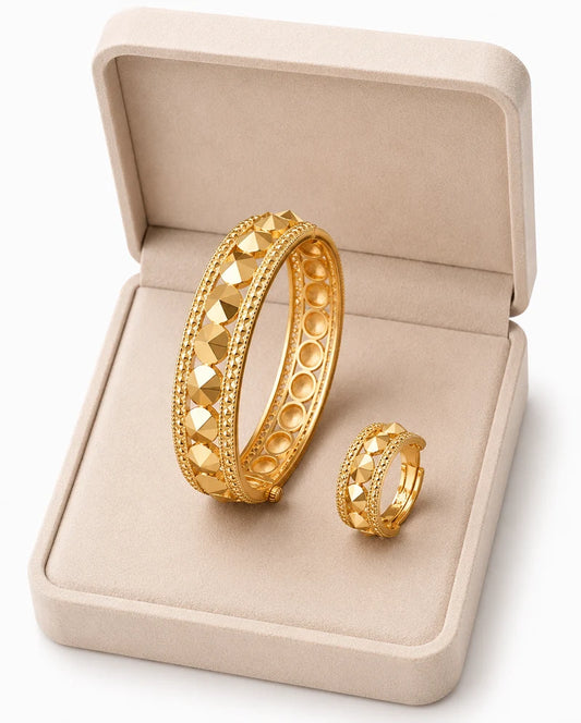 Studded Gold Bangle Set