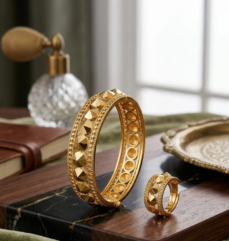 Studded Gold Bangle Set